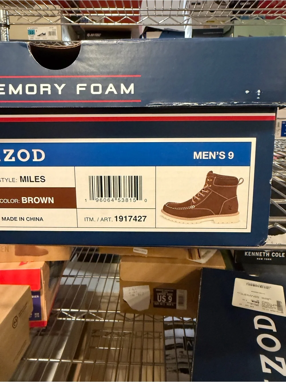 Izod Men's Brown Miles Memory Foam Lace-Up Boots Variety in Size 9 M